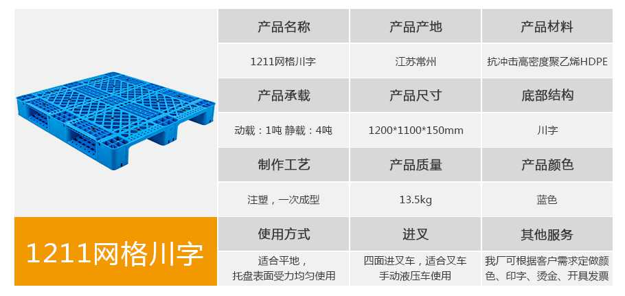 軒盛塑業(yè)1211網(wǎng)格川字塑料托盤(pán)